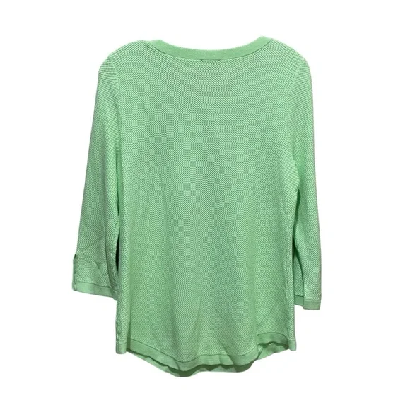Talbots Textured Button Sleeve Pullover Light Green Women’s Size Medium - Picture 7 of 8